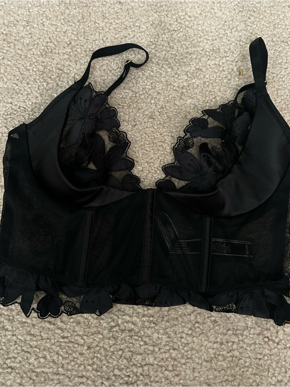 Victoria's Secret Black Lace Longline Bralette